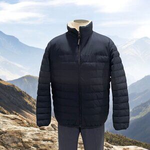 Calvin Klein Black‎ Puffer Jacket L Water Resistant Sorona Aura Faux Fur Lining